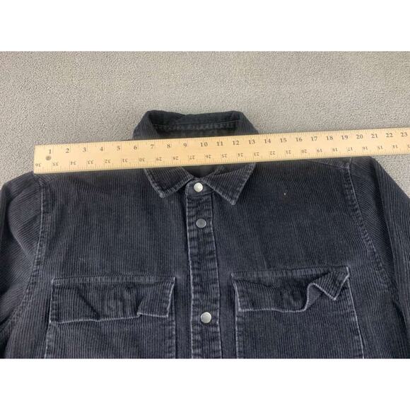 Y2K No Boundaries Corduroy Shirt Men L Black Long Sleeve Snap Dual Chest Pockets - Picture 5 of 8
